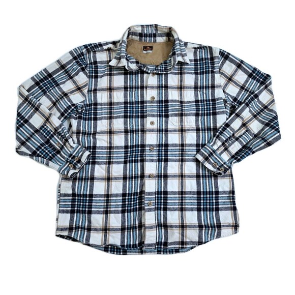 Ridgecut Set of 2 Men's Large Flannel Shirts Heavyweight Plaid Red Blue White - Picture 2 of 16